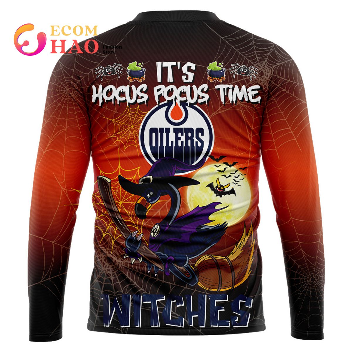 Edmonton Oilers Halloween Jersey Flamingo Witches Hocus Pocus 3D Hoodie