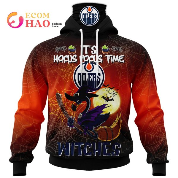 Edmonton Oilers Halloween Jersey Flamingo Witches Hocus Pocus 3D Hoodie