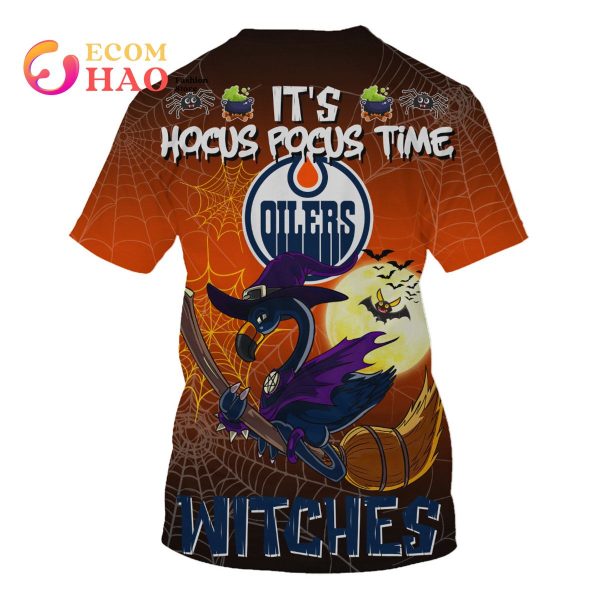 Edmonton Oilers Halloween Jersey Flamingo Witches Hocus Pocus 3D Hoodie
