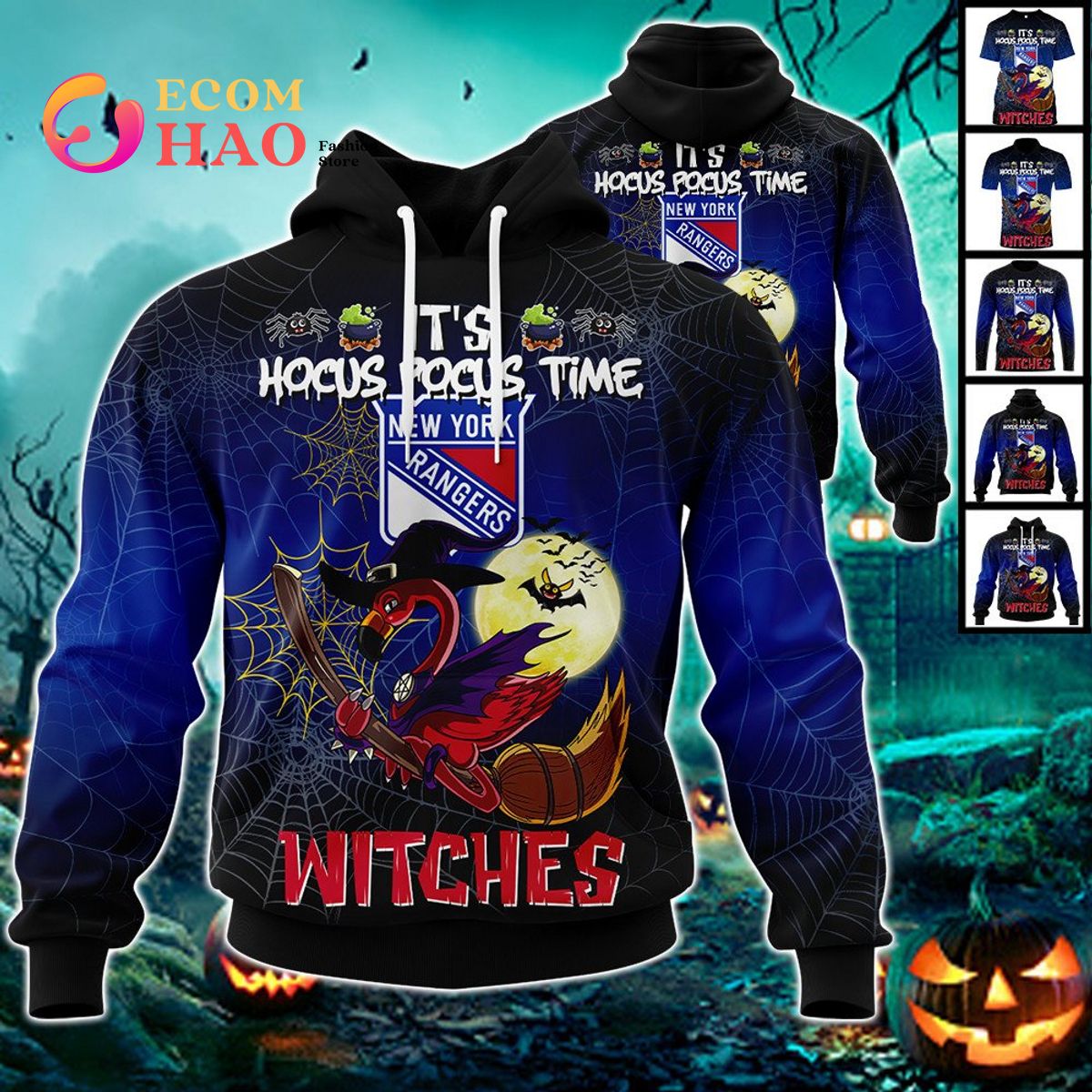 Seattle Kraken Halloween Jersey Flamingo Witches Hocus Pocus 3D Hoodie