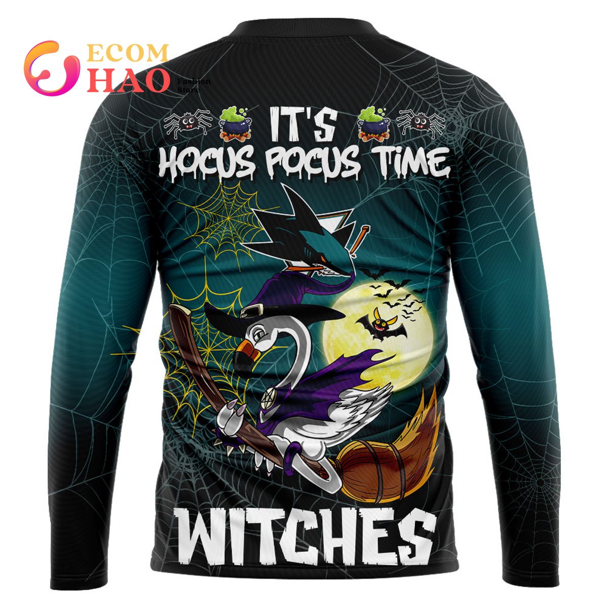 San Jose Sharks Halloween Jersey Flamingo Witches Hocus Pocus 3D Hoodie