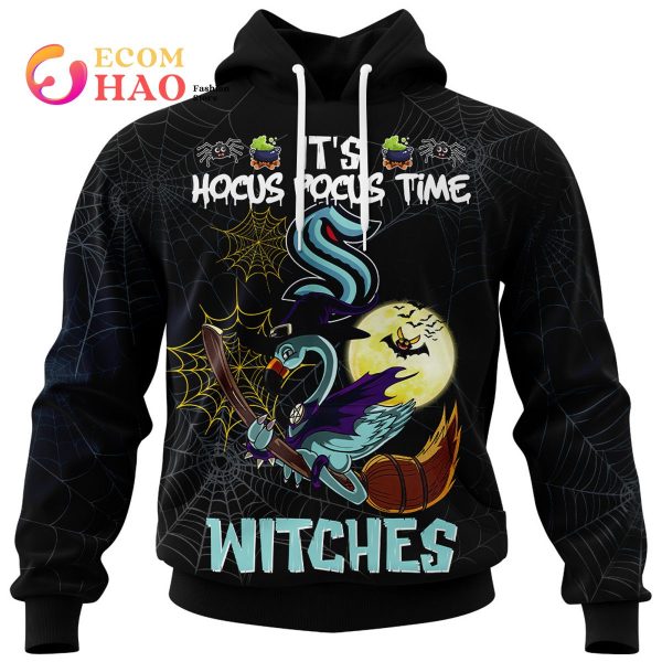 Seattle Kraken Halloween Jersey Flamingo Witches Hocus Pocus 3D Hoodie