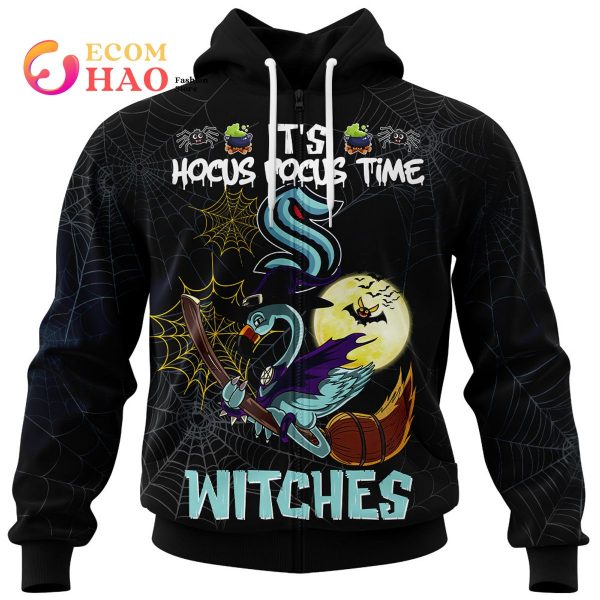 Seattle Kraken Halloween Jersey Flamingo Witches Hocus Pocus 3D Hoodie