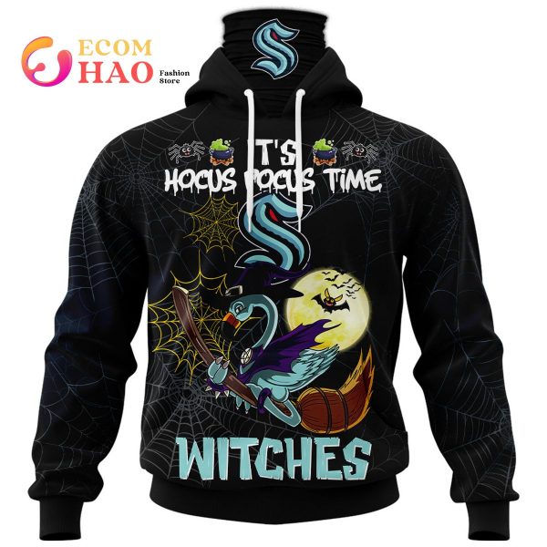 Seattle Kraken Halloween Jersey Flamingo Witches Hocus Pocus 3D Hoodie