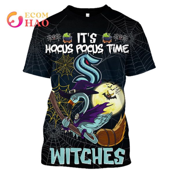 Seattle Kraken Halloween Jersey Flamingo Witches Hocus Pocus 3D Hoodie