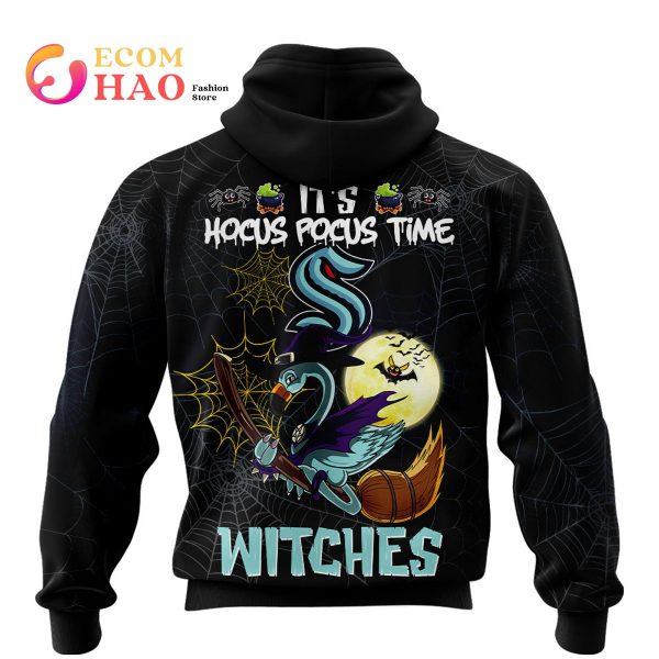 Seattle Kraken Halloween Jersey Flamingo Witches Hocus Pocus 3D Hoodie