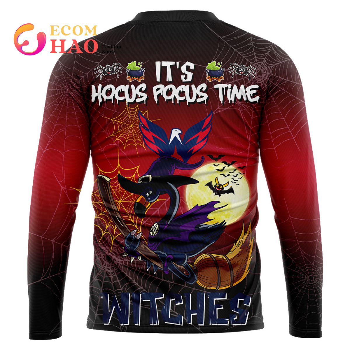 Washington Capitals Halloween Jersey Flamingo Witches Hocus Pocus 3D Hoodie