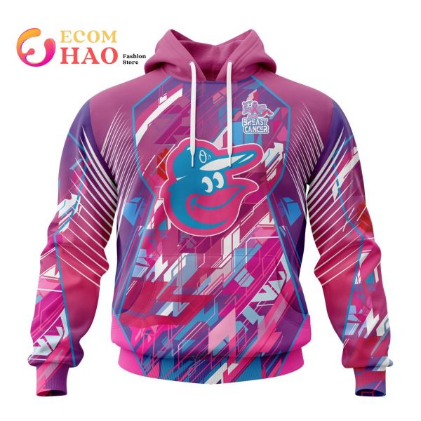 MLB Baltimore Orioles Specialized Design I Pink I Can! Fearless Again Breast Cancer 3D Hoodie