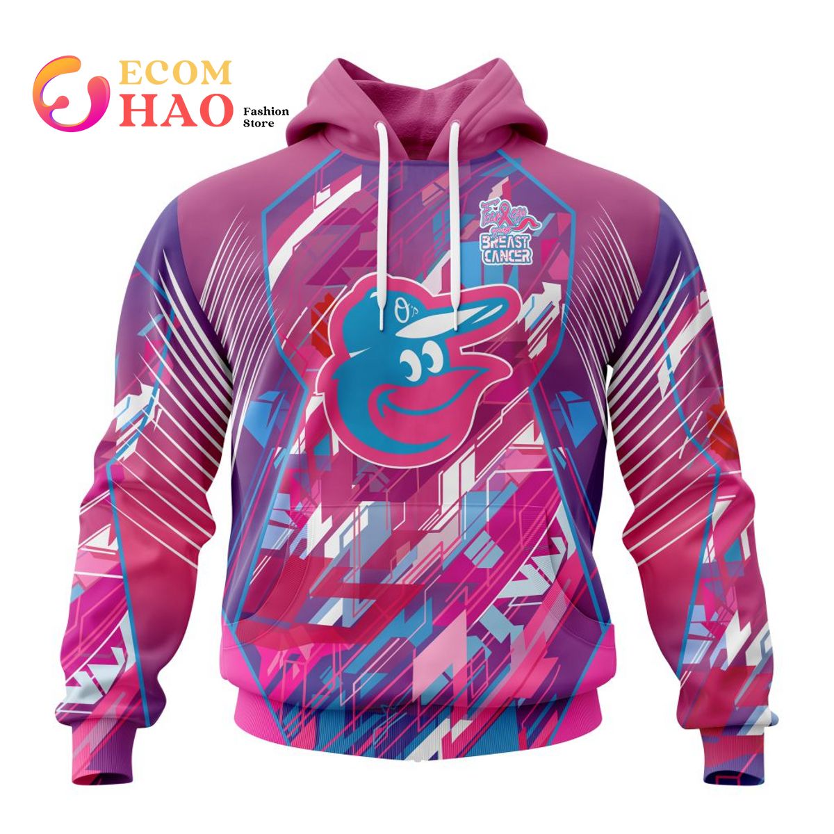 MLB Baltimore Orioles Specialized Design I Pink I Can! Fearless Again Breast Cancer 3D Hoodie