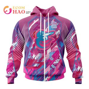 MLB Baltimore Orioles Specialized Design I Pink I Can! Fearless Again Breast Cancer 3D Hoodie