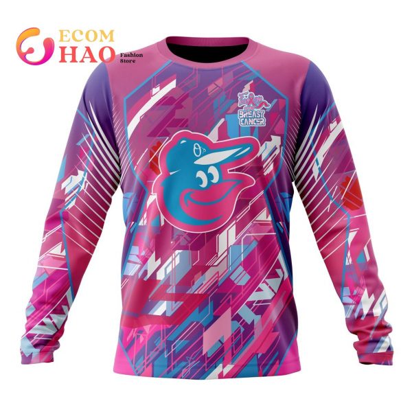 MLB Baltimore Orioles Specialized Design I Pink I Can! Fearless Again Breast Cancer 3D Hoodie