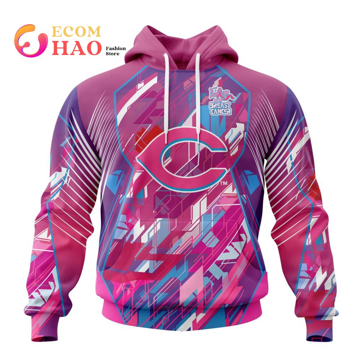 MLB Cincinnati Reds Specialized Design I Pink I Can! Fearless Again Breast Cancer 3D Hoodie