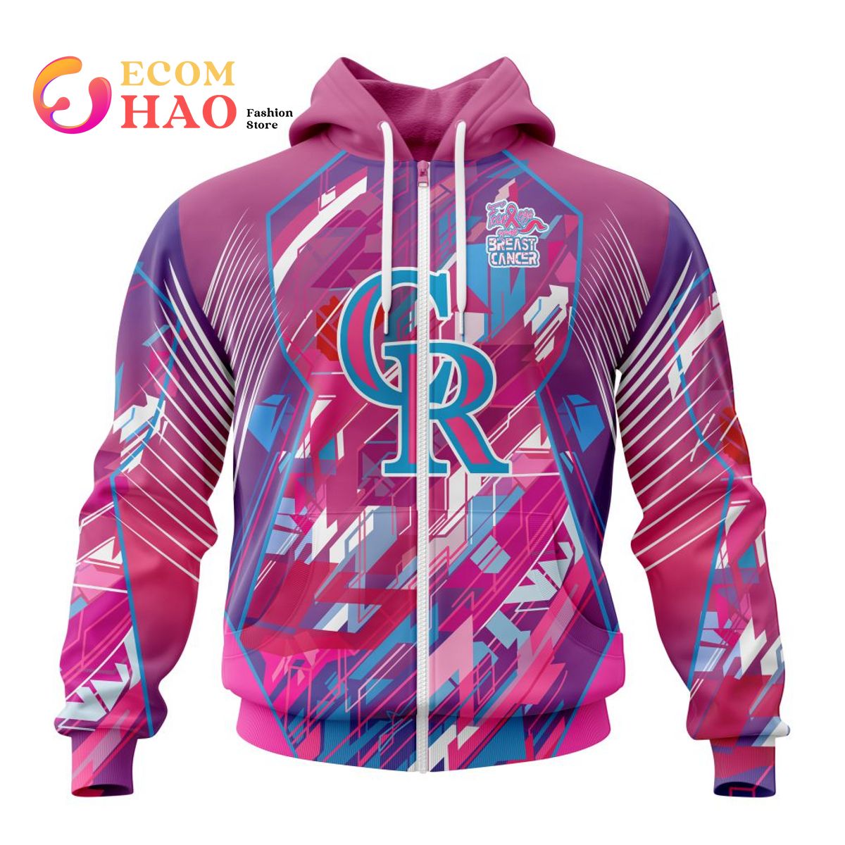 MLB Colorado Rockies Specialized Design I Pink I Can! Fearless Again Breast Cancer 3D Hoodie