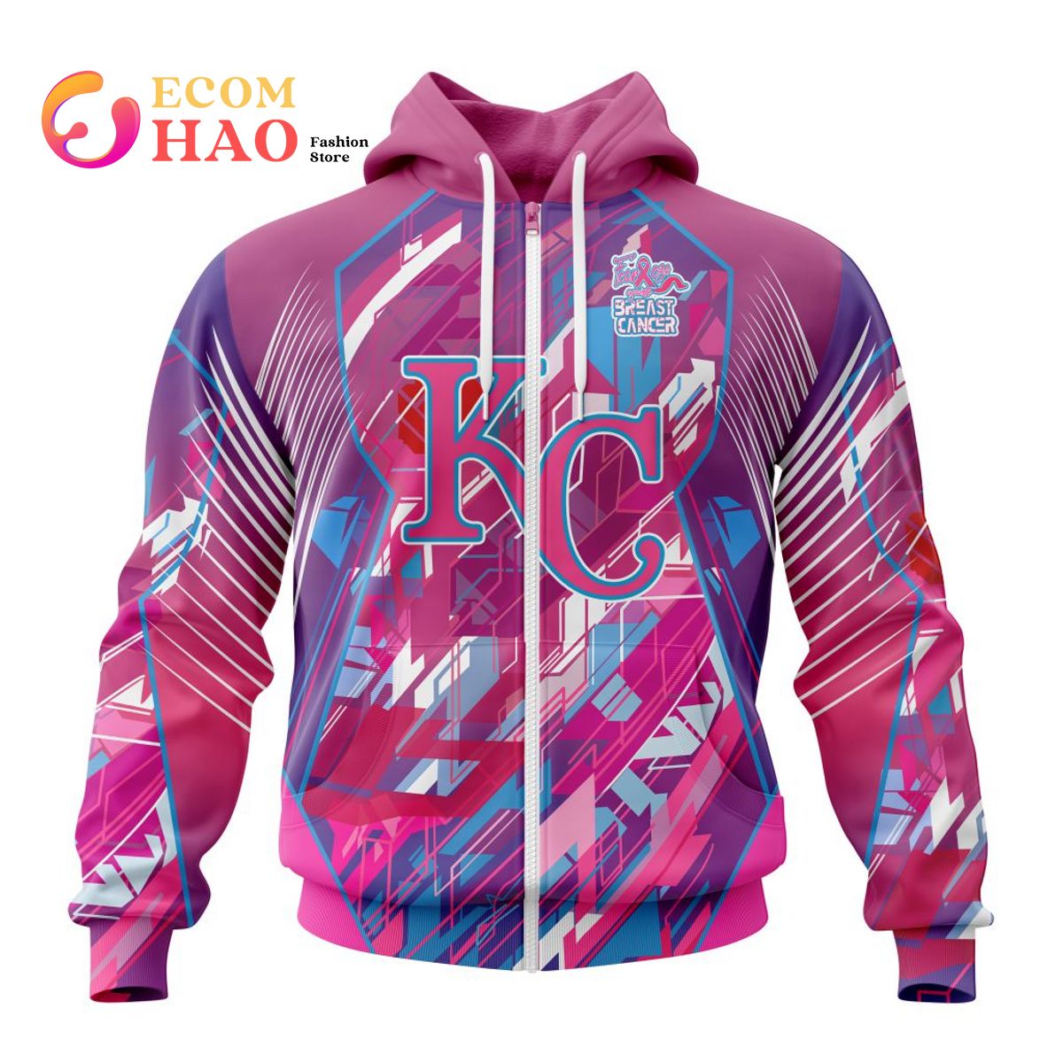 MLB Kansas City Royals Specialized Design I Pink I Can! Fearless Again Breast Cancer 3D Hoodie