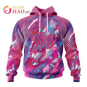 MLB Miami Marlins Specialized Design I Pink I Can! Fearless Again Breast Cancer 3D Hoodie