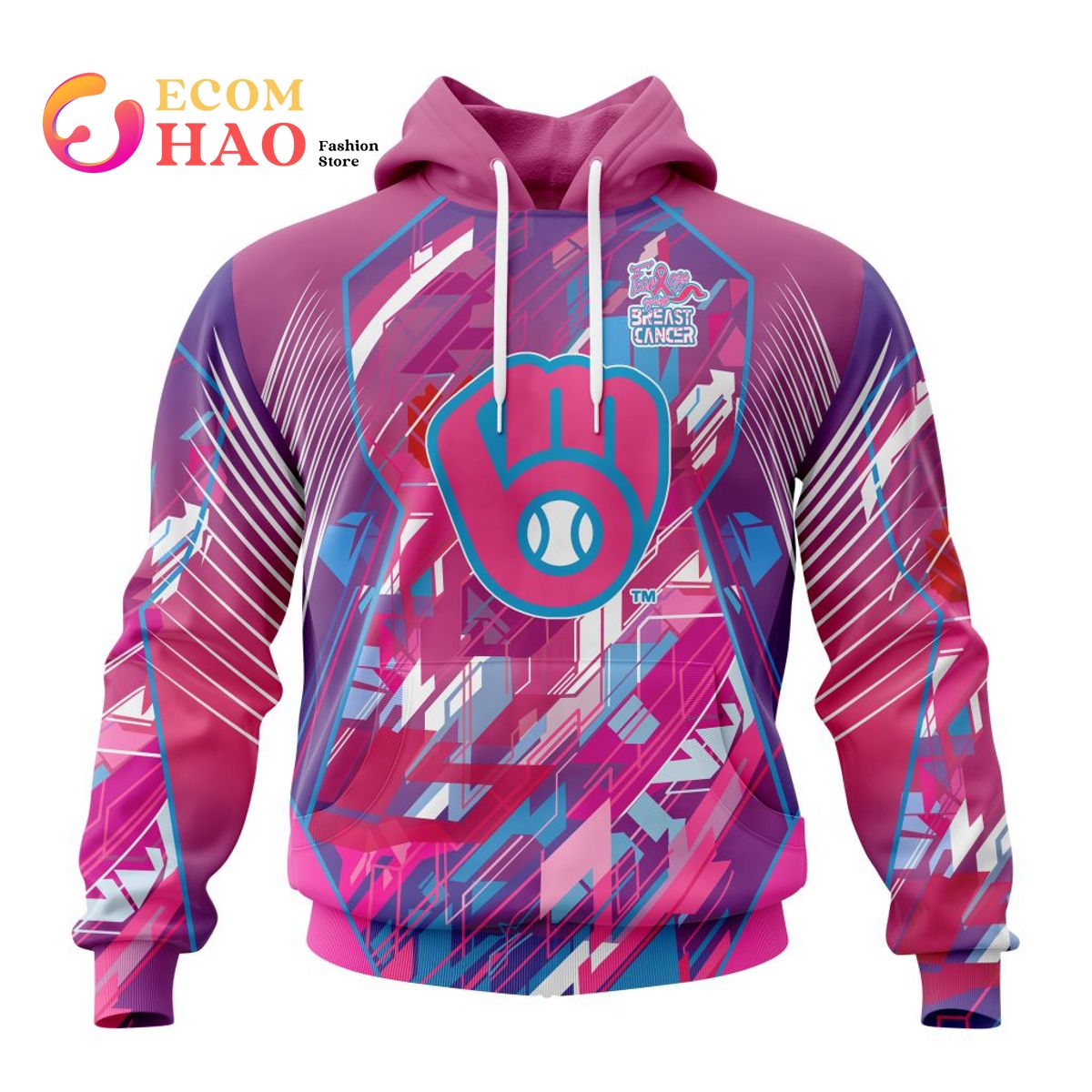 MLB Milwaukee Brewers Mix Grateful Dead Specialized Design I Pink I Can! Fearless Again Breast Cancer 3D Hoodie