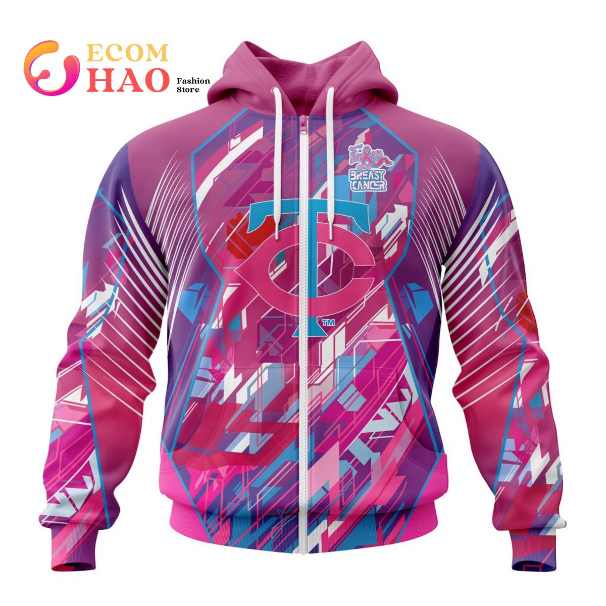 MLB Minnesota Twins Specialized Design I Pink I Can! Fearless Again Breast Cancer 3D Hoodie