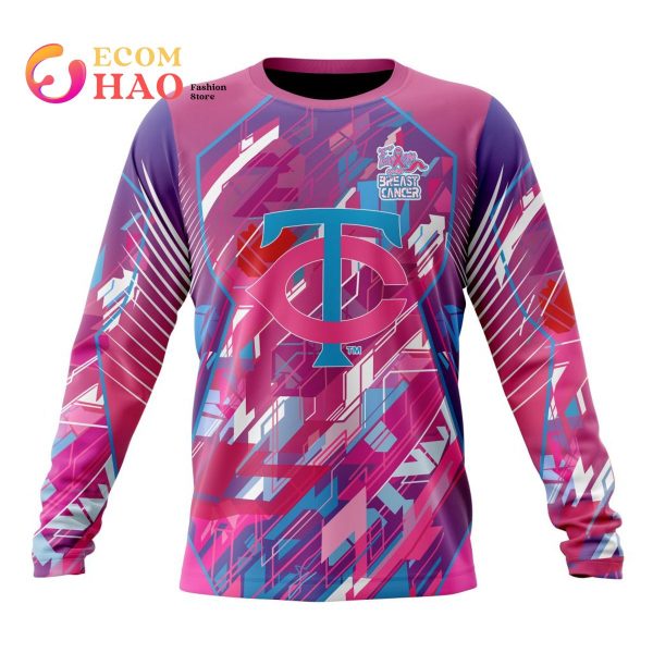 MLB Minnesota Twins Specialized Design I Pink I Can! Fearless Again Breast Cancer 3D Hoodie