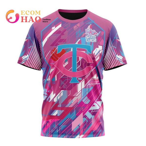 MLB Minnesota Twins Specialized Design I Pink I Can! Fearless Again Breast Cancer 3D Hoodie