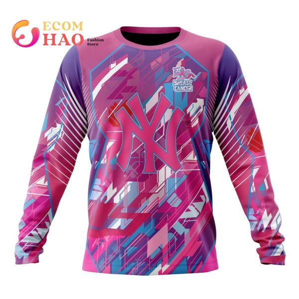 MLB NewYork Yankees Specialized Design I Pink I Can! Fearless Again Breast Cancer 3D Hoodie