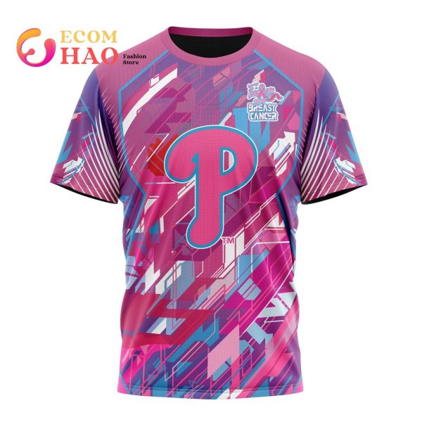 MLB Philadelphia Phillies Specialized Design I Pink I Can! Fearless Again Breast Cancer 3D Hoodie