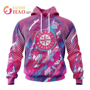 MLB Seattle Mariners Specialized Design I Pink I Can! Fearless Again Breast Cancer 3D Hoodie