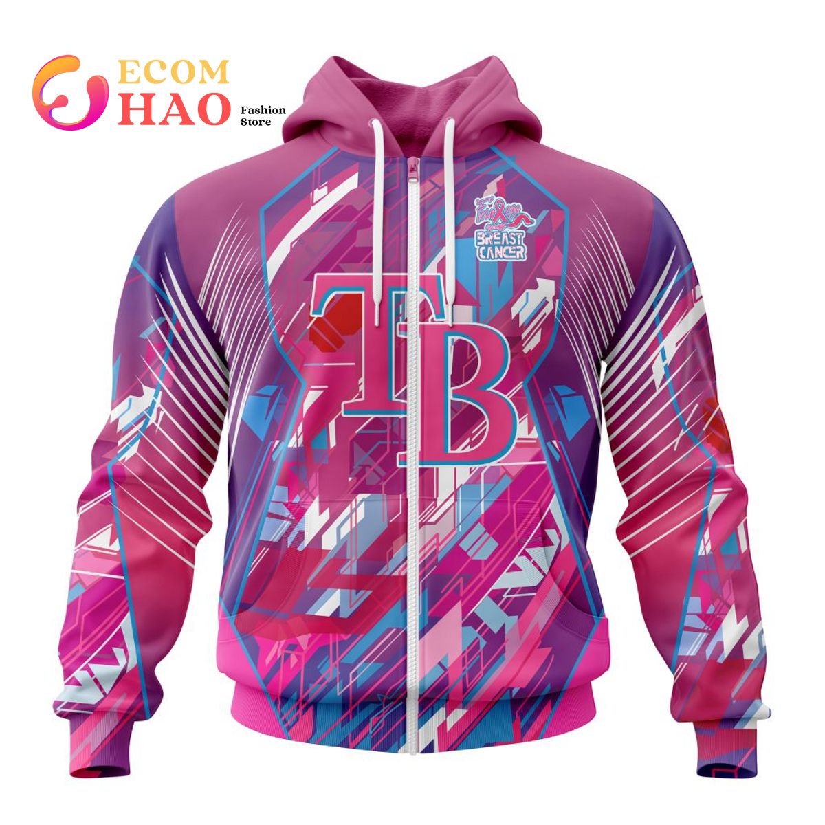 MLB Tampa Bay Rays Specialized Design I Pink I Can! Fearless Again Breast Cancer 3D Hoodie