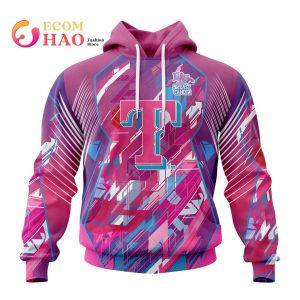 MLB Texas Rangers Specialized Design I Pink I Can! Fearless Again Breast Cancer 3D Hoodie