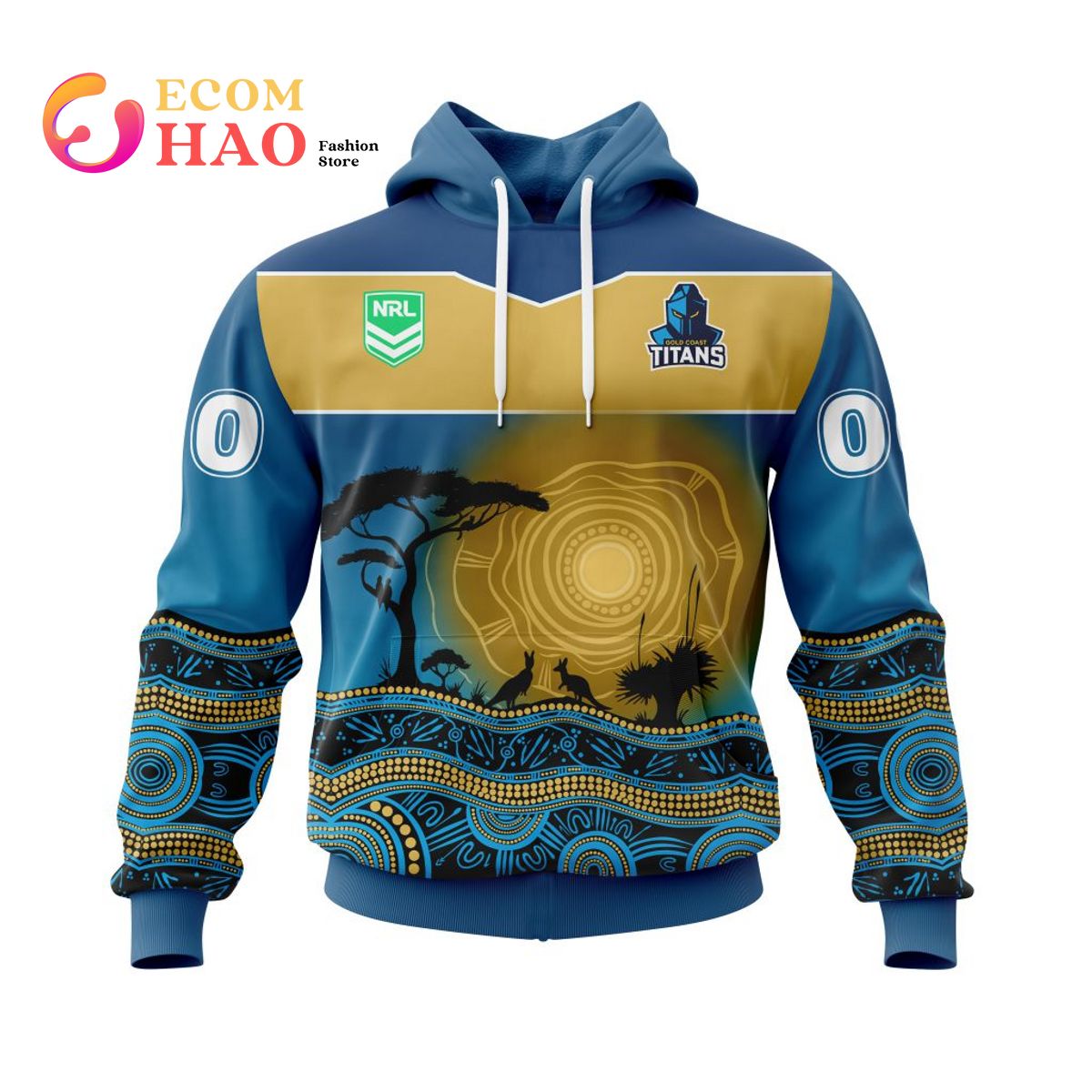 NRL Gold Coast Titans Specialized Jersey With Beautiful Australia Nature 3D Hoodie