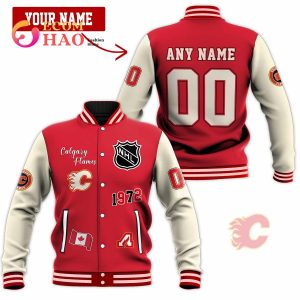 3D Premium Baseball Jacket Calgary Flames