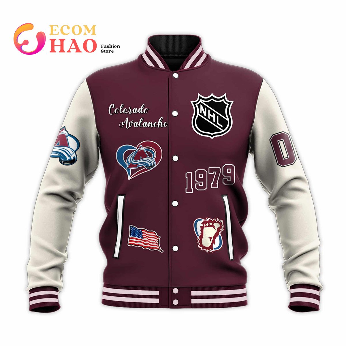 3D Premium Baseball Jacket Colorado Avalanche