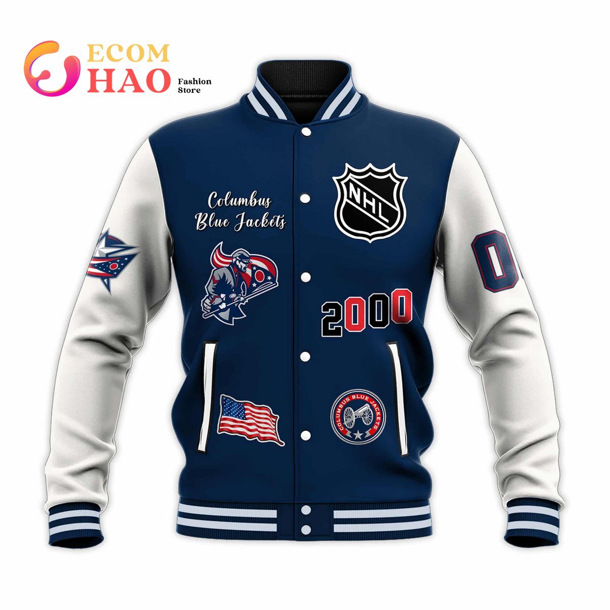 3D Premium Baseball Jacket Columbus Blue