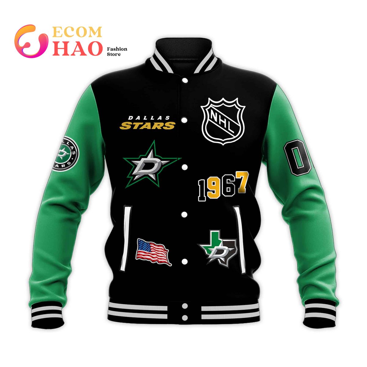 3D Premium Baseball Jacket Dallas Stars