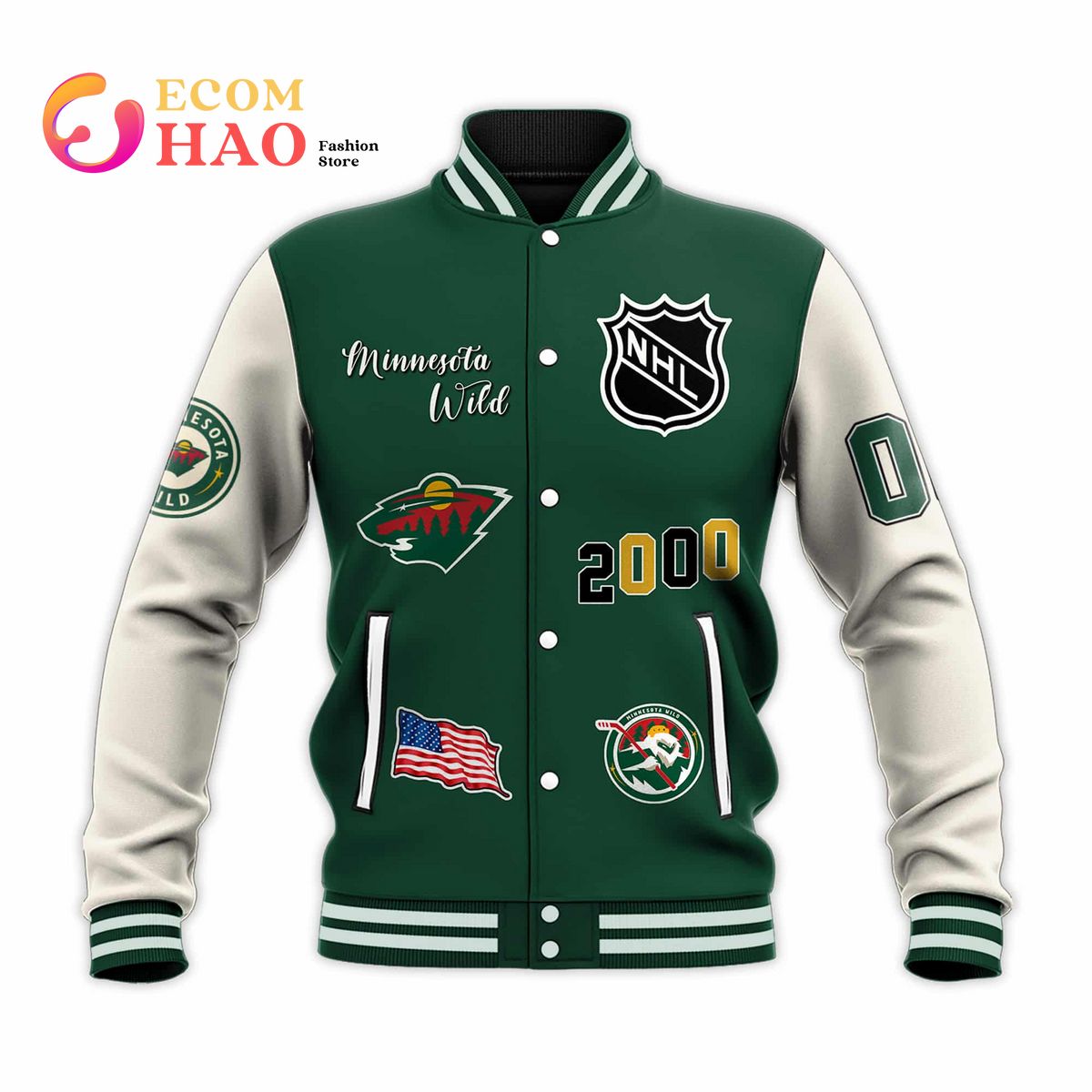 3D Premium Baseball Jacket Minnesota Wild