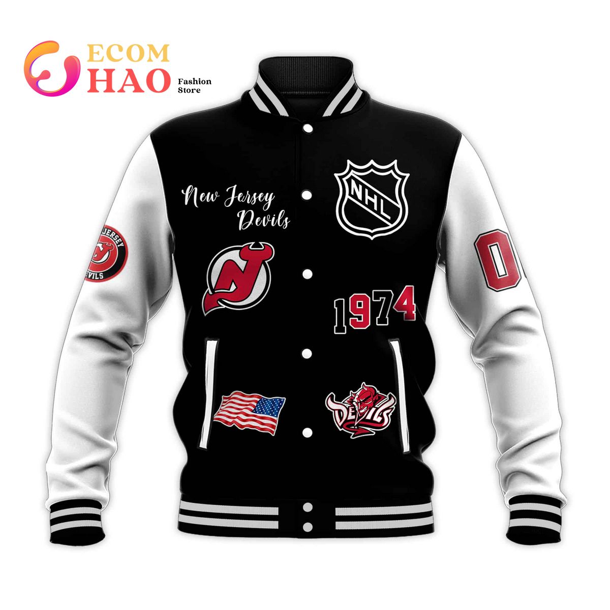 3D Premium Baseball Jacket New Jersey Devils