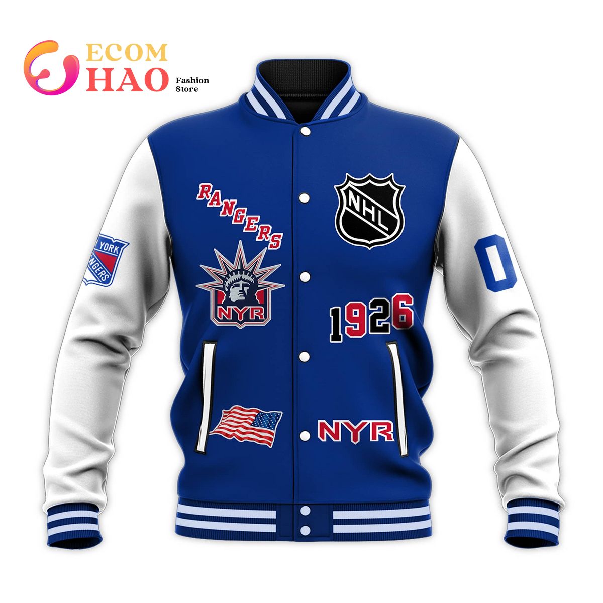 3D Premium Baseball Jacket New York Rangers