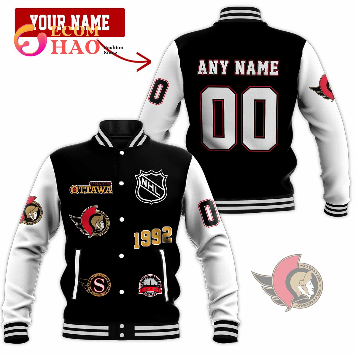 3D Premium Baseball Jacket Ottawa Senators