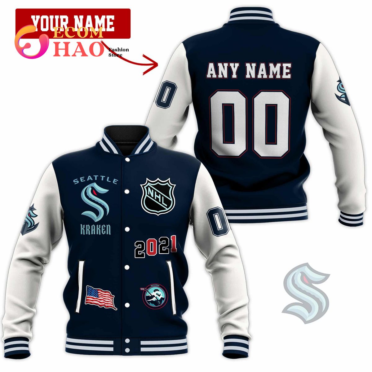 3D Premium Baseball Jacket Winnipeg Jets