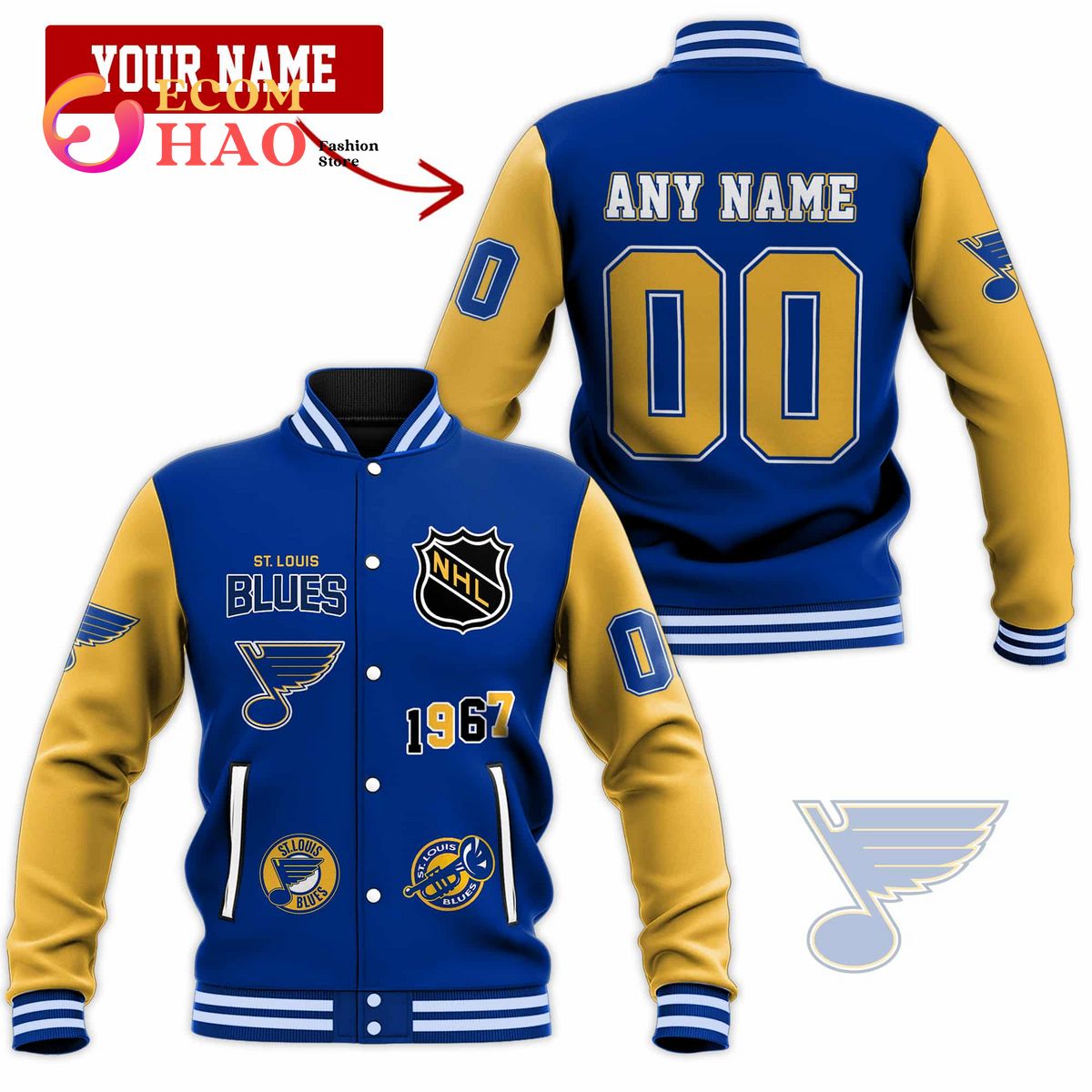 3D Premium Baseball Jacket St. Louis Blues