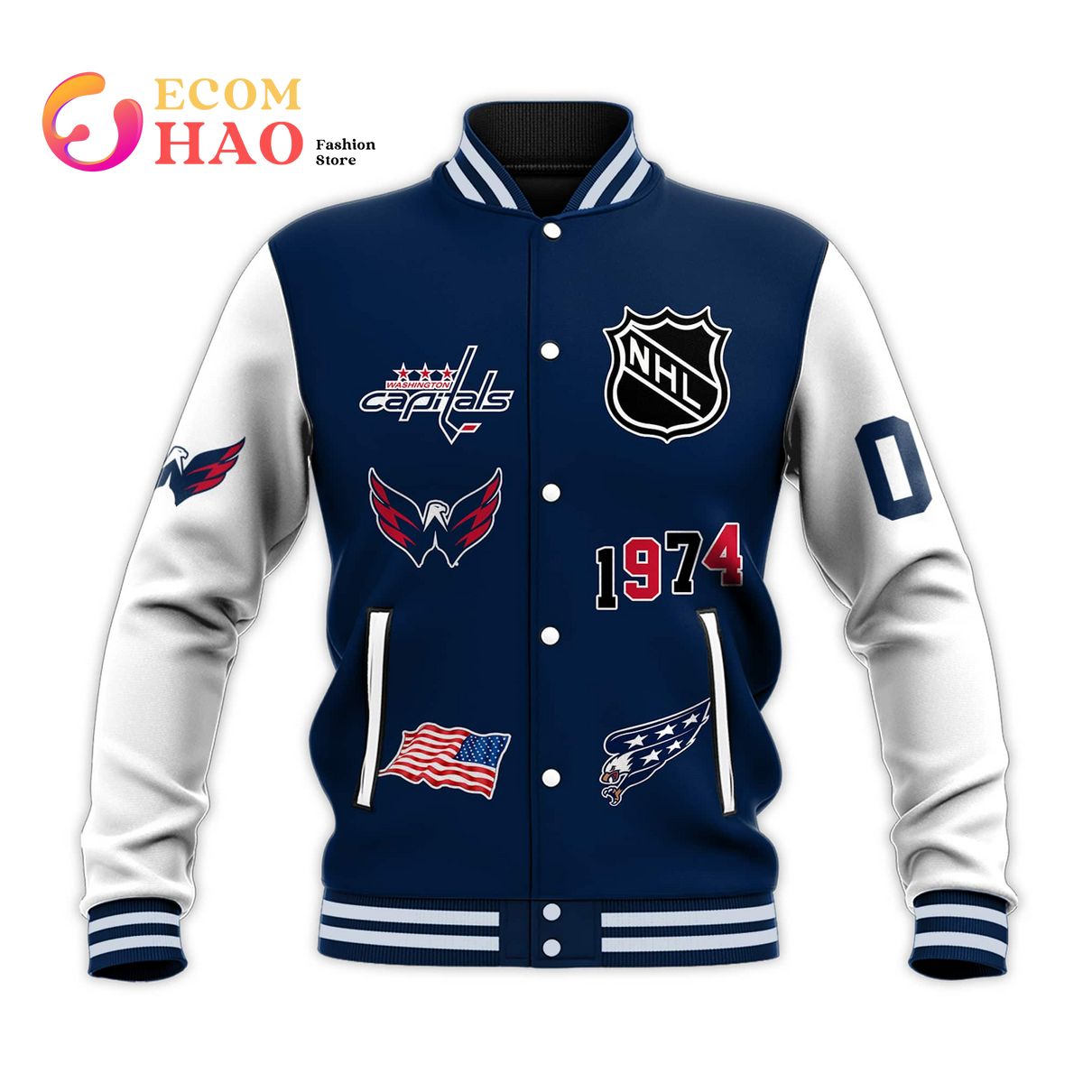 3D Premium Baseball Jacket Washington Capitals