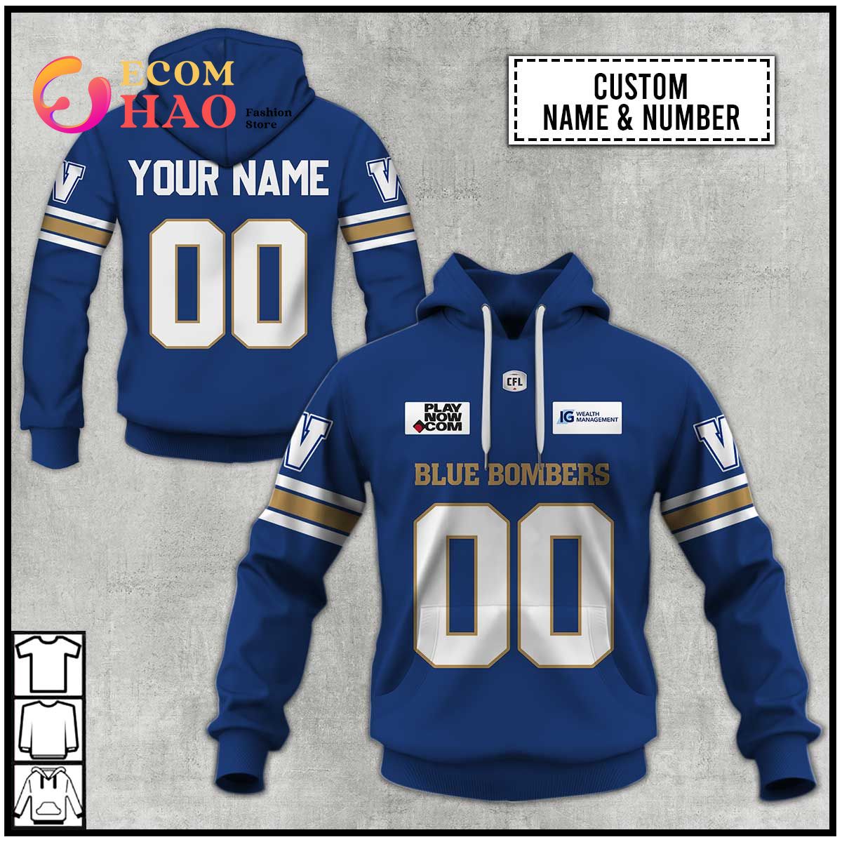 Personalized CFL Winnipeg Blue Bombers Jersey 2022 3D Hoodie