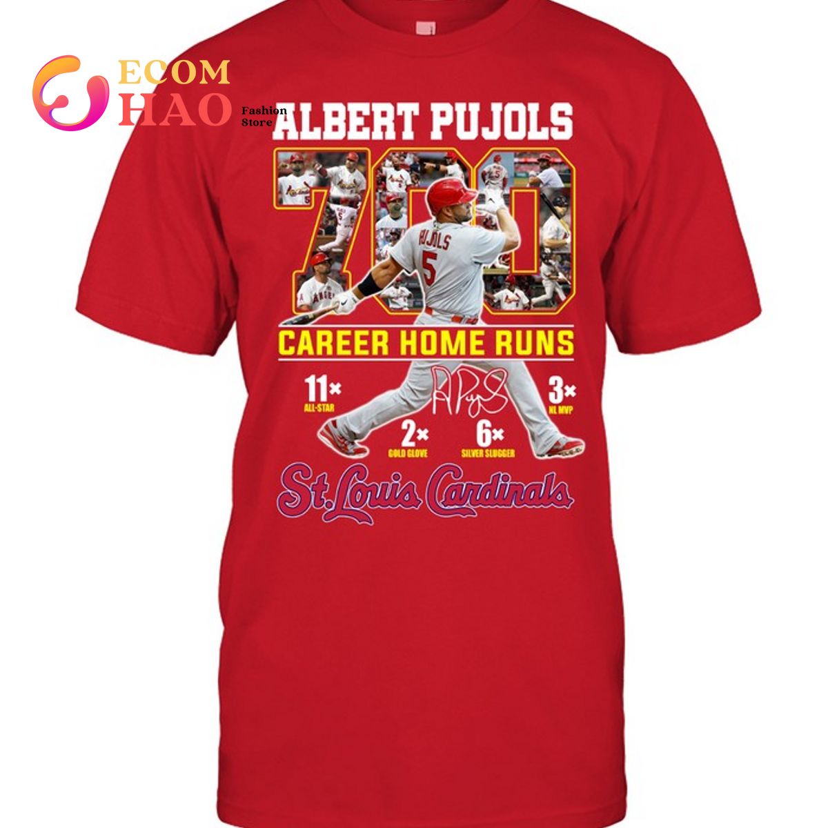 Albert Pujols 700 Career Home Runs St.Louis Candinals T-Shirt