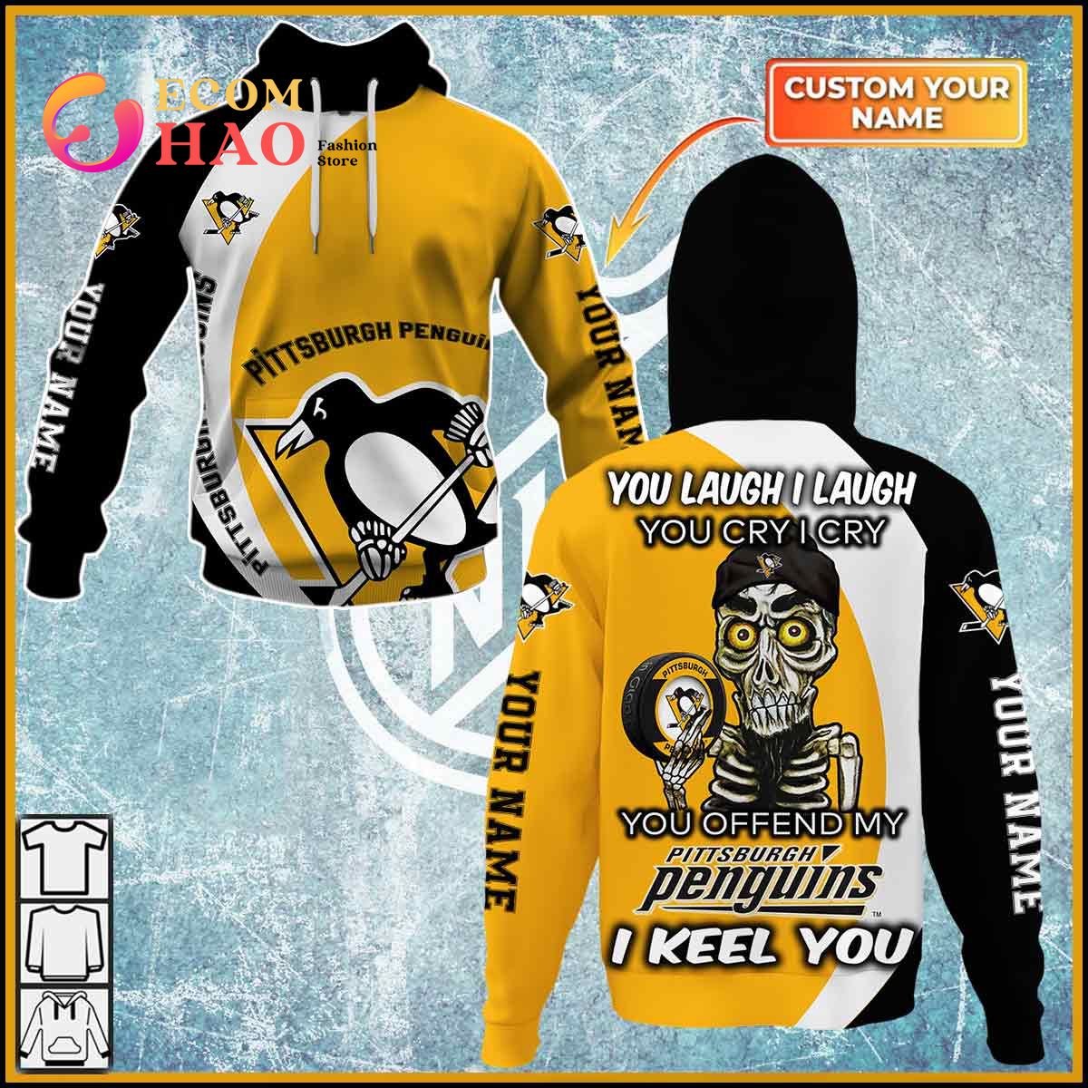 Pittsburgh Penguins Personalized NHL Gradient All Over Print Hoodie T-Shirt