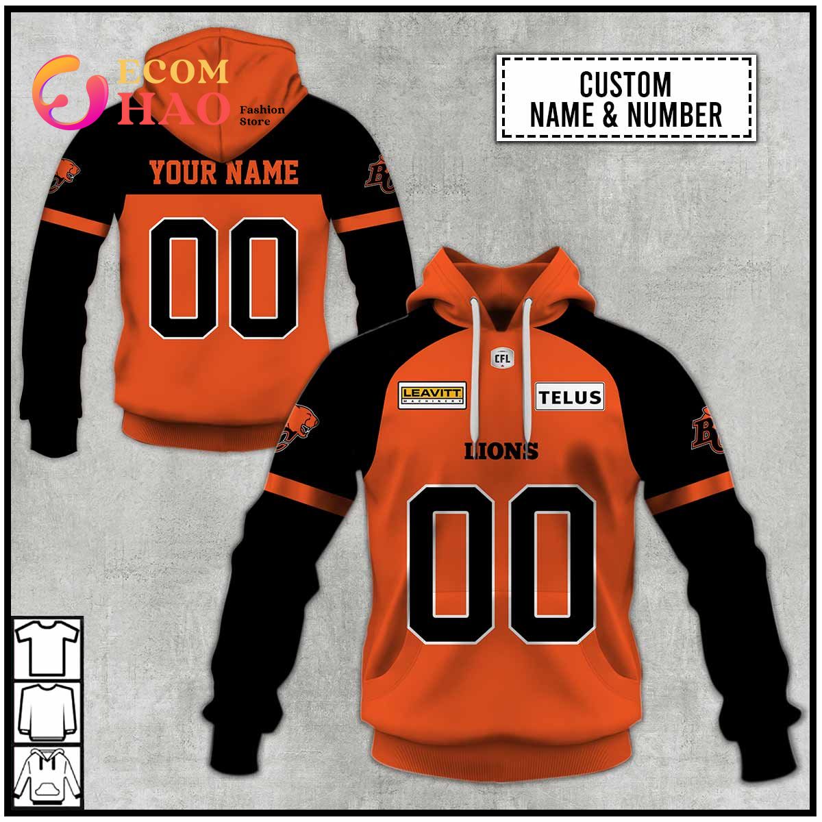 Personalized CFL BC Lions Jersey 2022 3D Hoodie