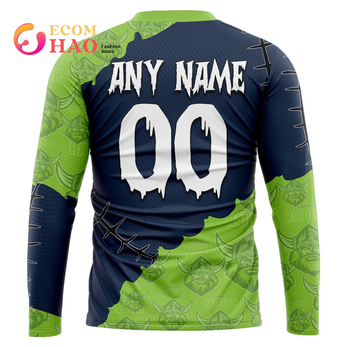 NRL Canberra Raiders Custom Your Name & Number Halloween Style 3D Hoodie