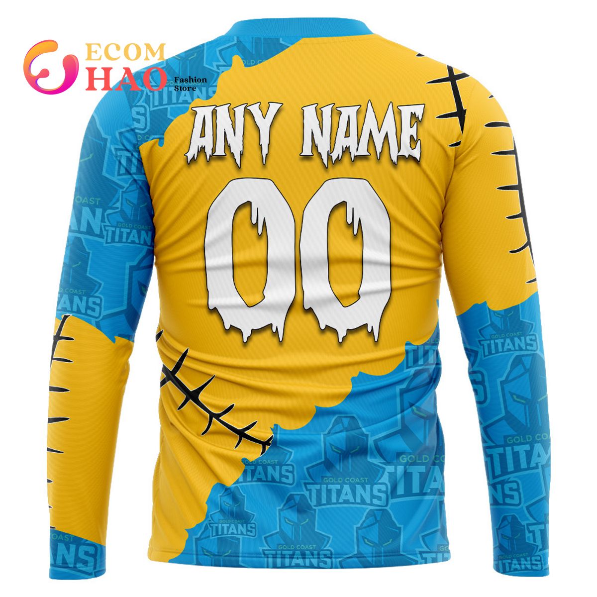 NRL Gold Coast Titans Custom Your Name & Number Halloween Style 3D Hoodie