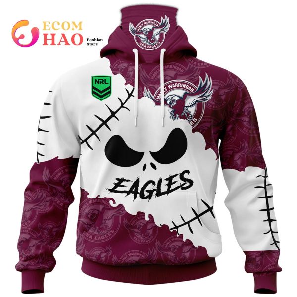 NRL Manly Warringah Sea Eagles Custom Your Name & Number Halloween Style 3D Hoodie