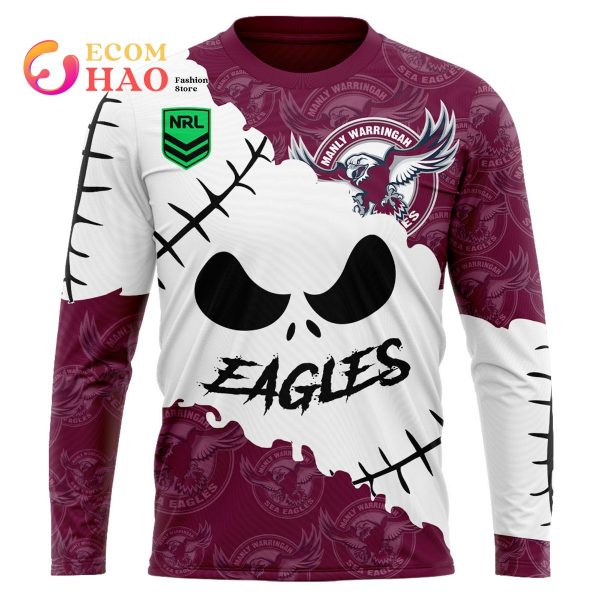 NRL Manly Warringah Sea Eagles Custom Your Name & Number Halloween Style 3D Hoodie