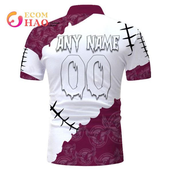 NRL Manly Warringah Sea Eagles Custom Your Name & Number Halloween Style 3D Hoodie