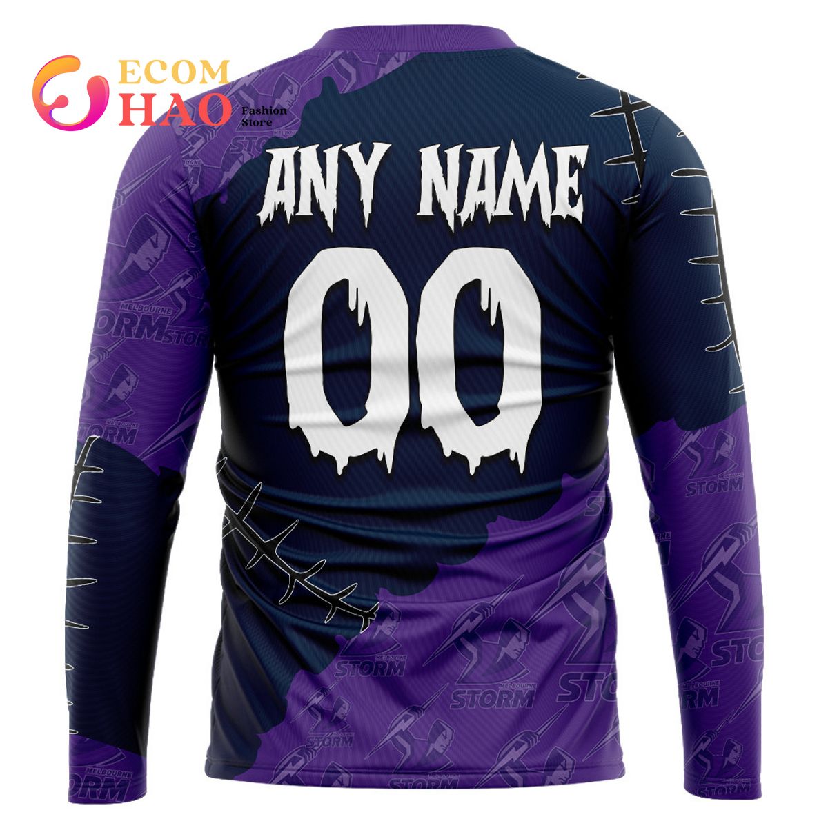 NRL Melbourne Storm Custom Your Name & Number Halloween Style 3D Hoodie